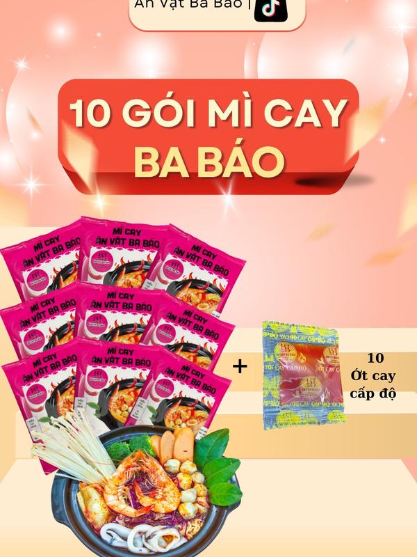 [ Livestream ] COMBO 10 GÓI MÌ CAY ĂN VẶT BA BÁO CỐT PHA SẴN CHUẨN VỊ QUÁN ( 1 GÓI GỒM MÌ VÀ SÚP ), NẤU TẠI NHÀ HƯƠNG VỊ TẠI QUÁN  KÈM ỚT CAY CẤP ĐỘ