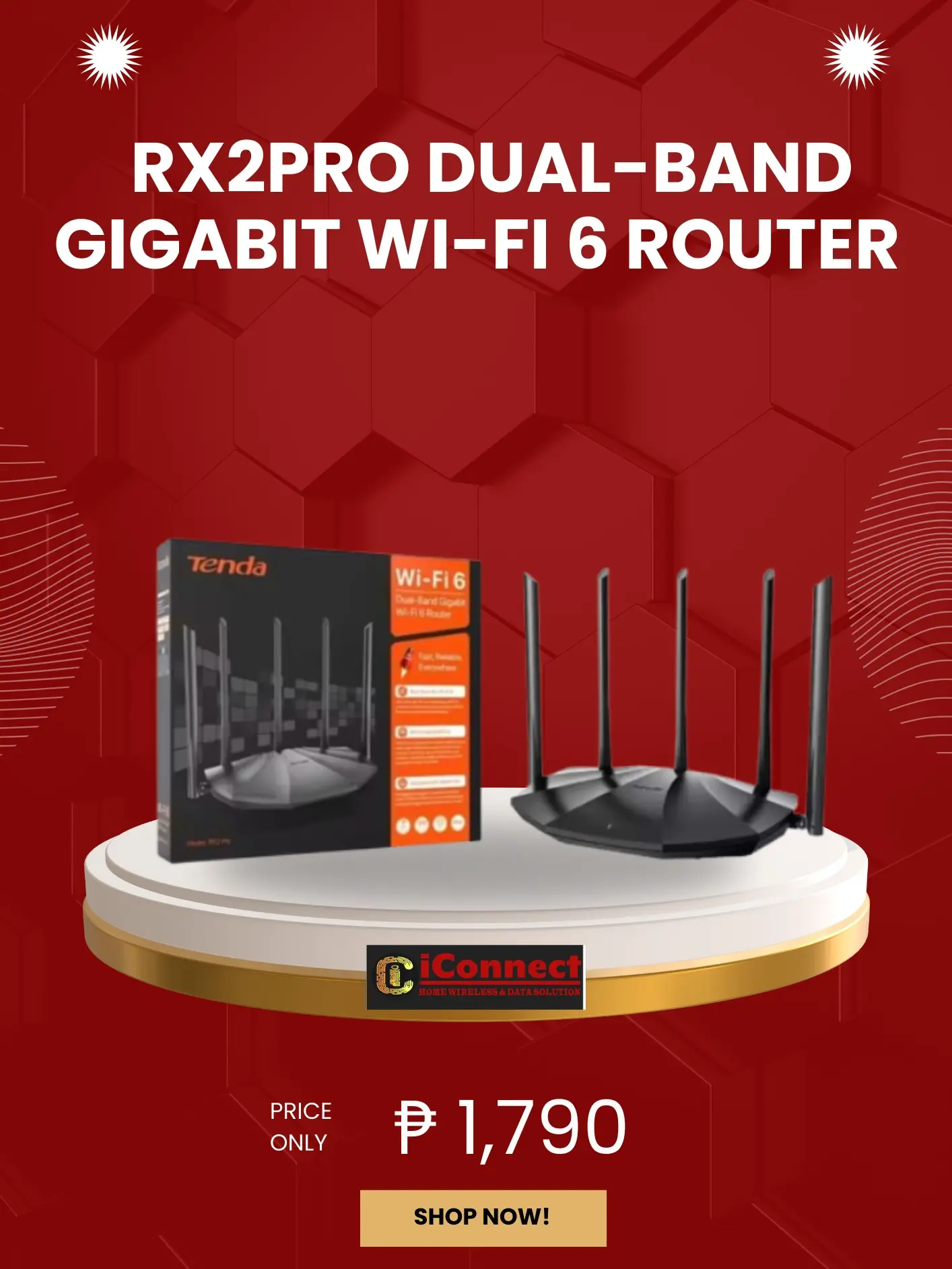 ICX TENDA RX2PRO DUAL- BAND GIGABIT WIFI 6 ROUTER