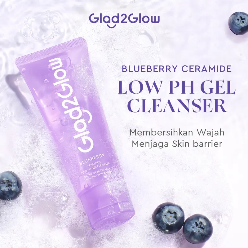Glad2Glow Cleanser gather -glowing blackhead barrier sensitif exfoliating Berjerawat Ceramide Exfoliating Mencerahkan Pencerah Wajah Arbutin Hitam Niacinamide Cooling Komedo Kusam Pha Vitamin Acid Kering Aging Pelembab 4