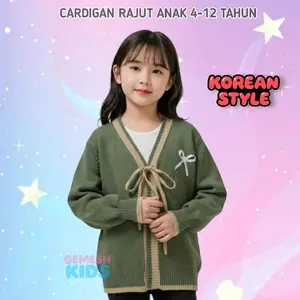 Gemesh Kids Cardigan Anak Perempuan Usia 4-12 Tahun Bahan Rajut Tebal Korean Style Fashion Baju Atasan Anak Cewek Sweater outer rajutanak Dingin korea dicuci dengan tangan saja