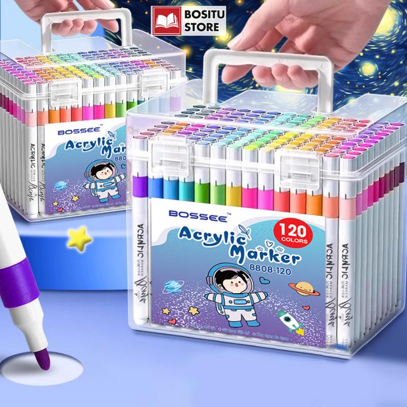  Bút Màu Acrylic Marker Đầu Tròn Bossee 12 24 36 48 60 80 120 Màu - Bút Vẽ Bút Đánh Dấu Mọi Chất Liệu Cao Cấp Chồng Màu Che Phủ Tốt _  Bositu Store 