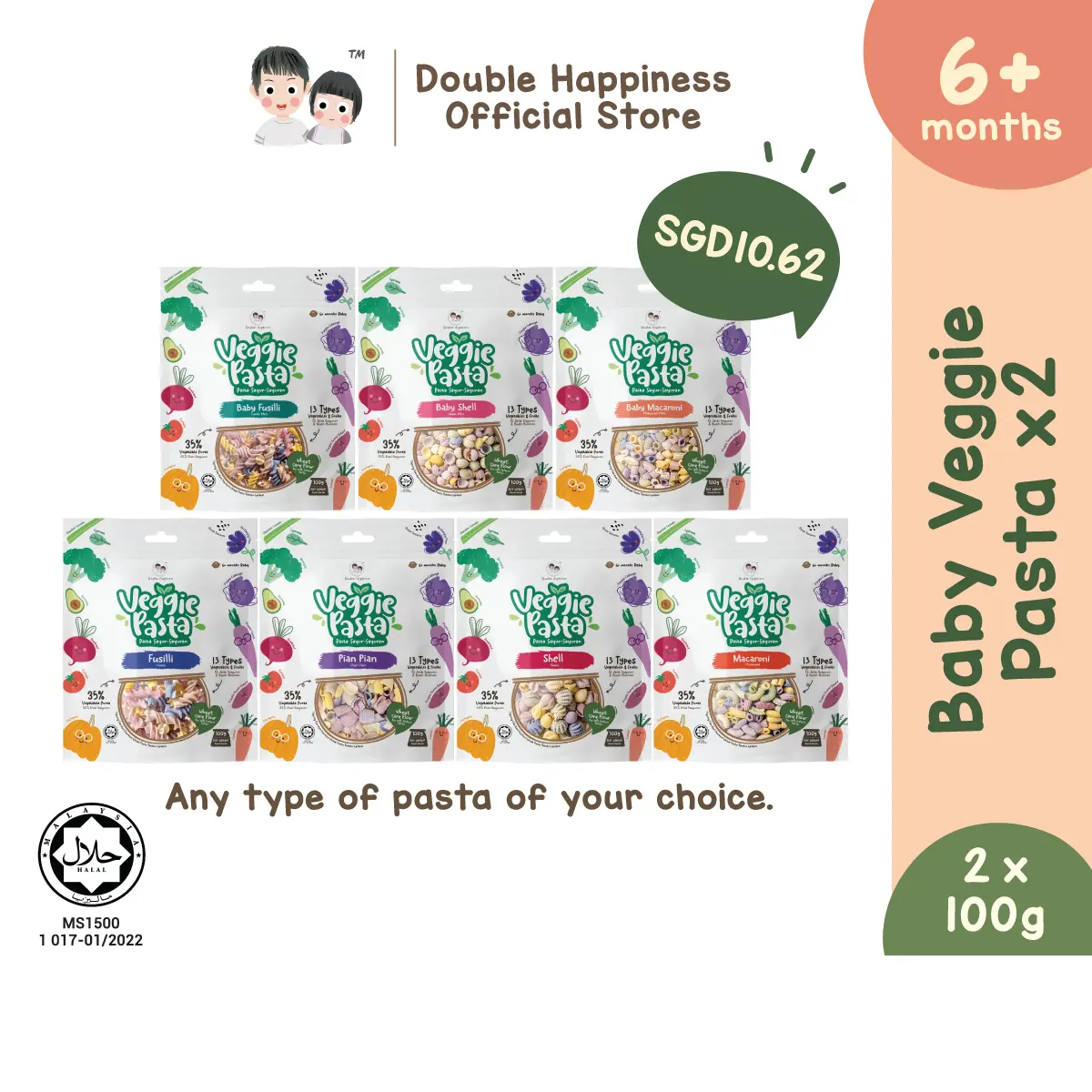 Double happiness veggie pasta / Pasta / Mee Sayur / baby food / makanan baby / makanan baby 6 bulan