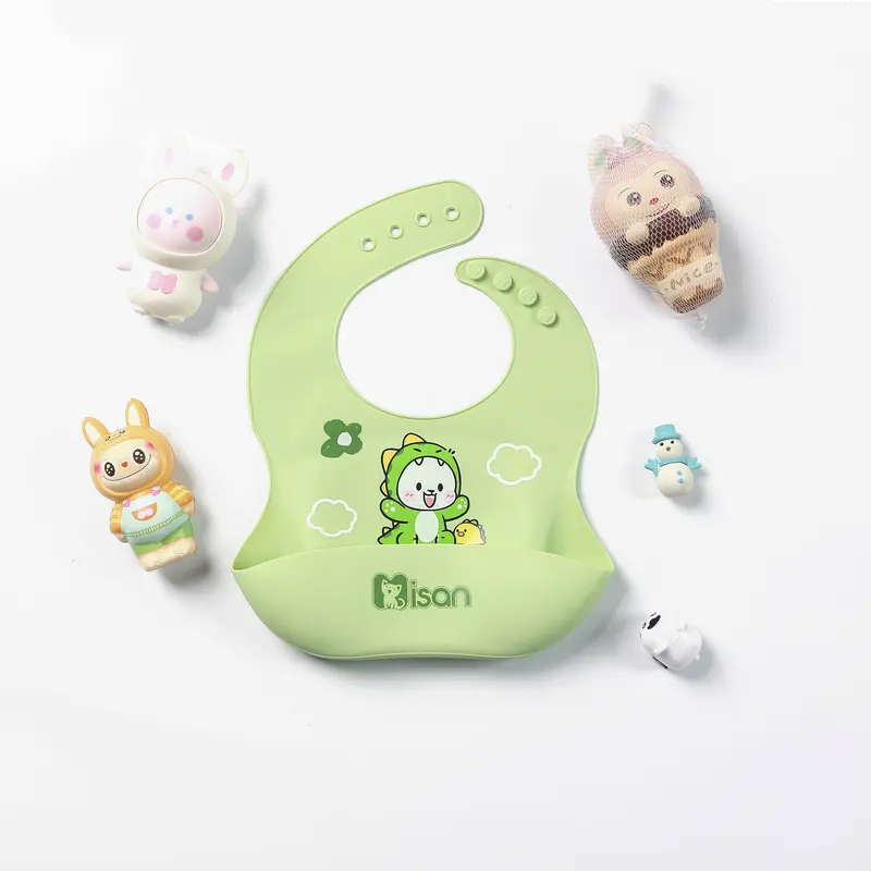 Yếm Ăn Dặm Silicone Misan Mềm, Nhẹ Cao cấp có máng hứng nhiều hình, mẫu mã đa dạng 8