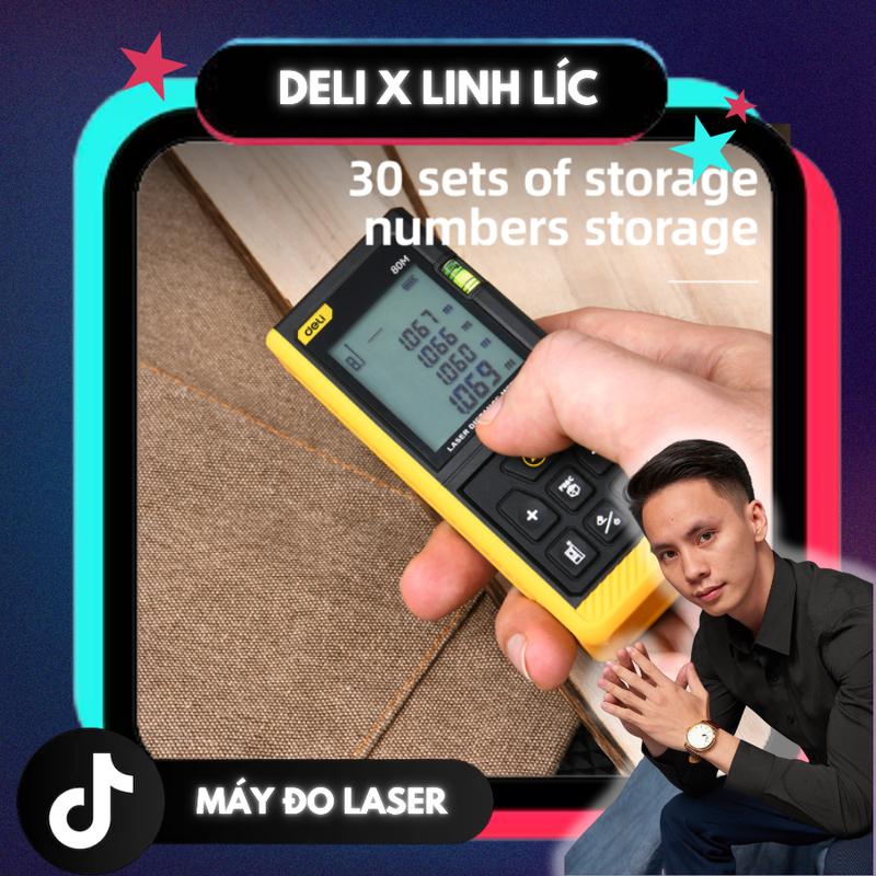 DELI x LINH LÍC Máy Thước Đo Khoảng Cách Laser Deli Chính Hãng 60m 80m 100m 120m - Tia Laser Kép Chính Xác Đa Năng - Dễ Dàng Sử Dụng Từ Xa - Bỏ Túi Nhỏ Gọn - Bảo Hành 12 Tháng