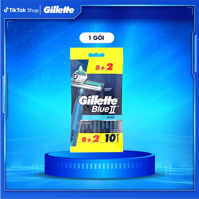   Mua 8 Tặng 2  Dao Cạo Râu Gillette Blue II Plus - Gói 8 Cây Tặng 2 
