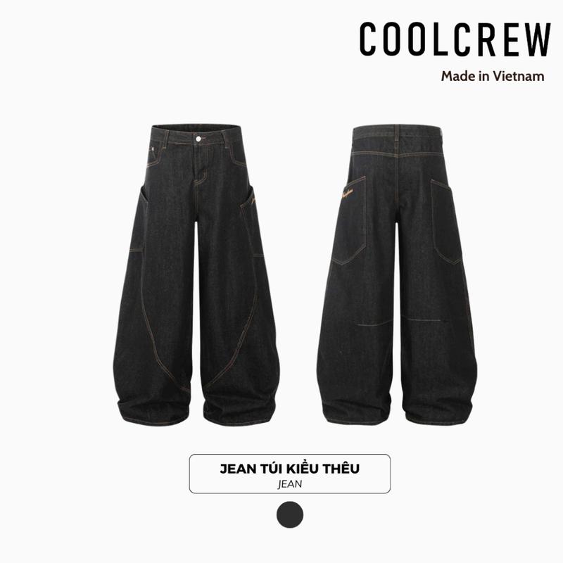 Quần Jean Dài Ống Rộng Túi Kiểu Thêu COOLCREW Unisex Nam Nữ