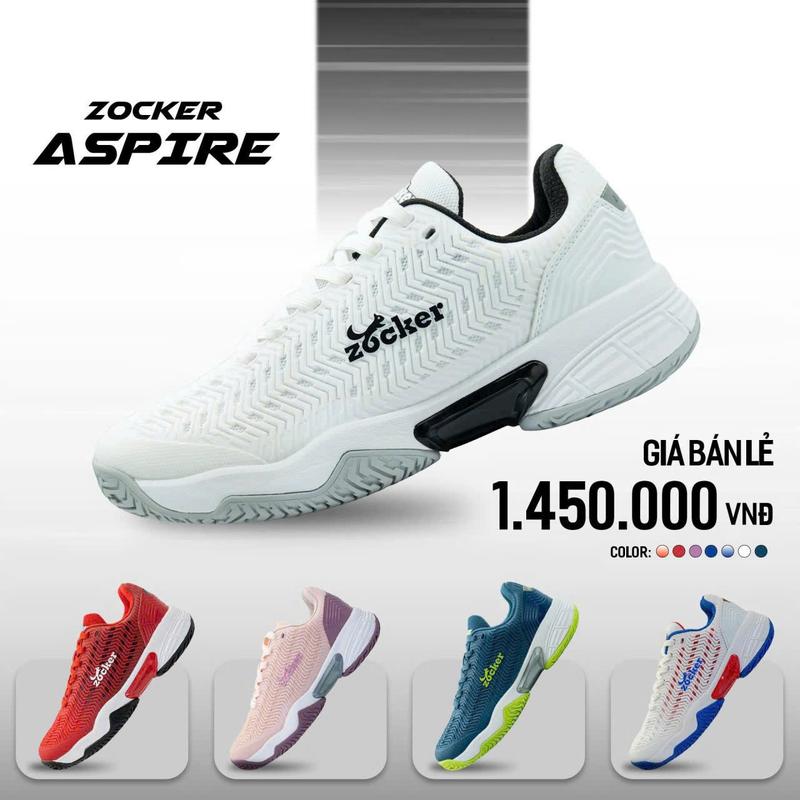 Giày tập luyện thi đấu Pickleball chuyên nghiệp Zocker Aspire chính hãng cao cấp nam nữ size 36-44