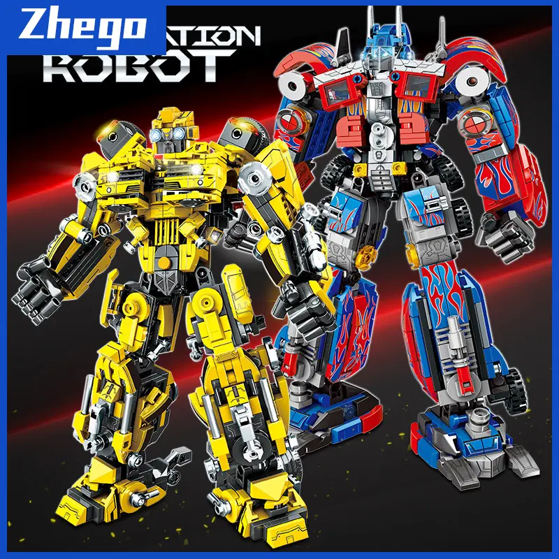 2in1 Transformers Robot Bumble bee Optimus Prime Brick Jumbo mainan edukasi anak