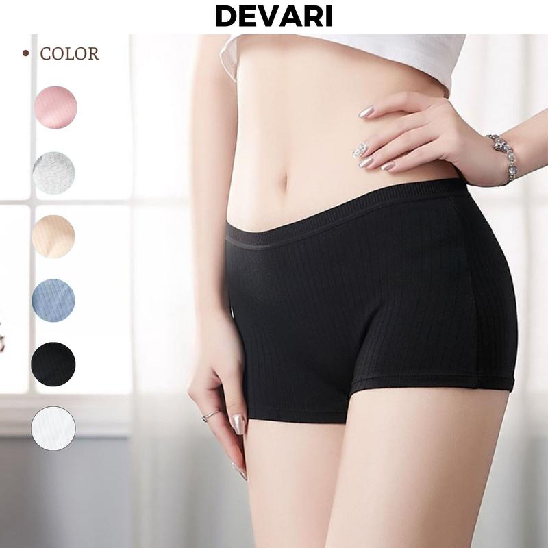 Quần lót bảo hộ nữ mặc trong váy chống lộ cotton dày dặn co giãn tốt - Quần lót đùi kiểu dáng basic thể thao DEVARI V4116 quần con