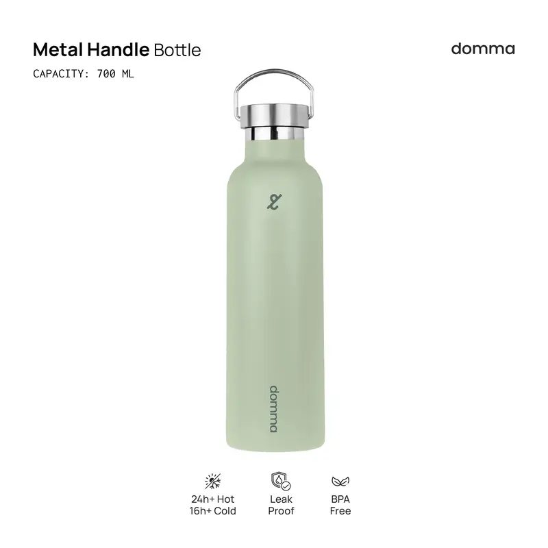 [Domma] 700 ml Metal Handle Lid Insulated Reusable Tumbler Water Bottle - Double Wall Stainless Steel Botol Minum Thermos Kopi Teh 0