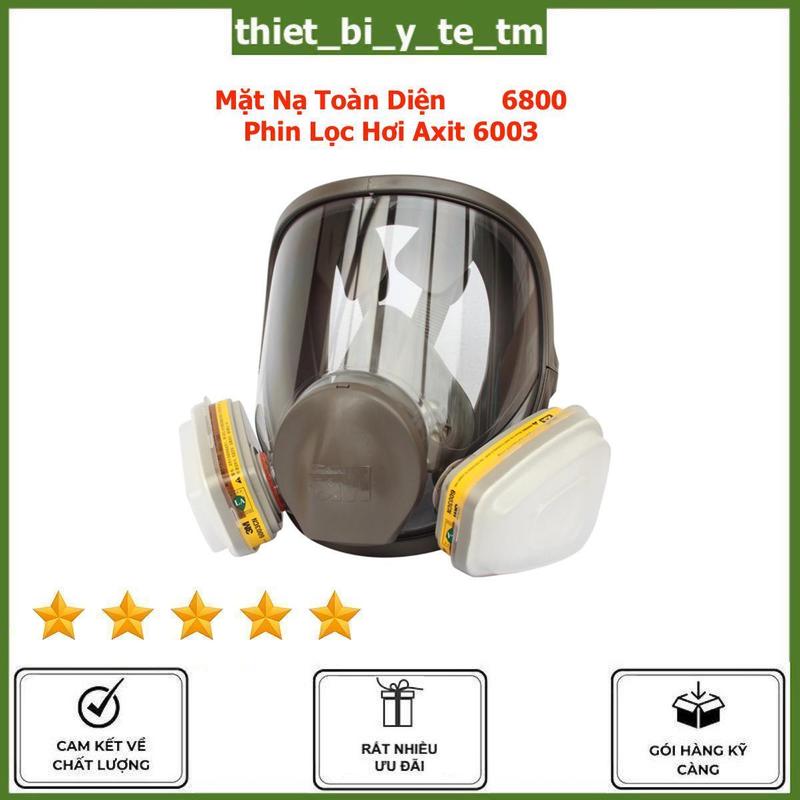 Bộ Mặt Nạ Toàn Diện Bảo Hộ Lao Động Cao Cấp 6800 Phin Lọc 6003CN Có thể ngăn mùi, Khói Bụi, Phun sơn Phun PU, Chống bụi bả thạch cao, Dùng Phun trừ sâu, Chống bụi mịn PM2.5, mặt nạ tích hợp liền kính chắn trong suốt ôm toàn bộ khuôn mặt