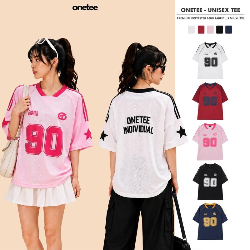Áo Thun Lưới Thể Thao Unisex OneTee Số 90 Form Rộng Tay Lỡ Nam Nữ Top Menswear…