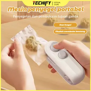 TECHIFY Mesin Penyegel Tangan Mini Portabel, Perekat Makanan Ringan, Alat Perekat Plastik, Mesin Penyegel Makanan Plastik, Mudah Digunakan, Cocok untuk Perjalanan dan Kehidupan Sehari-hari