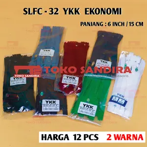 12 Pcs 2 warna Resleting celana YKK 6 in/15 cm/Zipper YKK/resleting YKK Kepala nickel SLFC 32-6 inch Ekonomi/sleting ykk murah/toko alat jahit/kebutuhan menjahit/toko perlengkapan menjahit/alat jahit lengkap