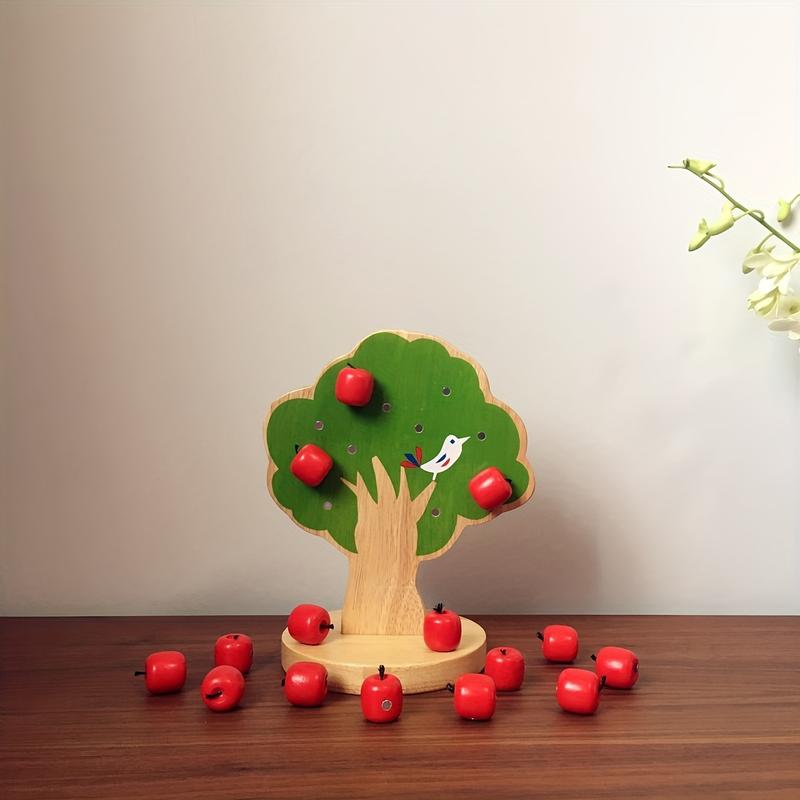 Product Introduction of Wood magnetic apple tree learning number points fruit early education enlightenment fine movement hand-eye coordination educational toy 5