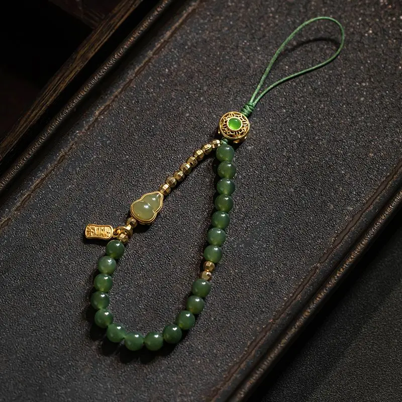 Hotan Jade Gourd mobile phone chain handphone charm phone lanyard wrist