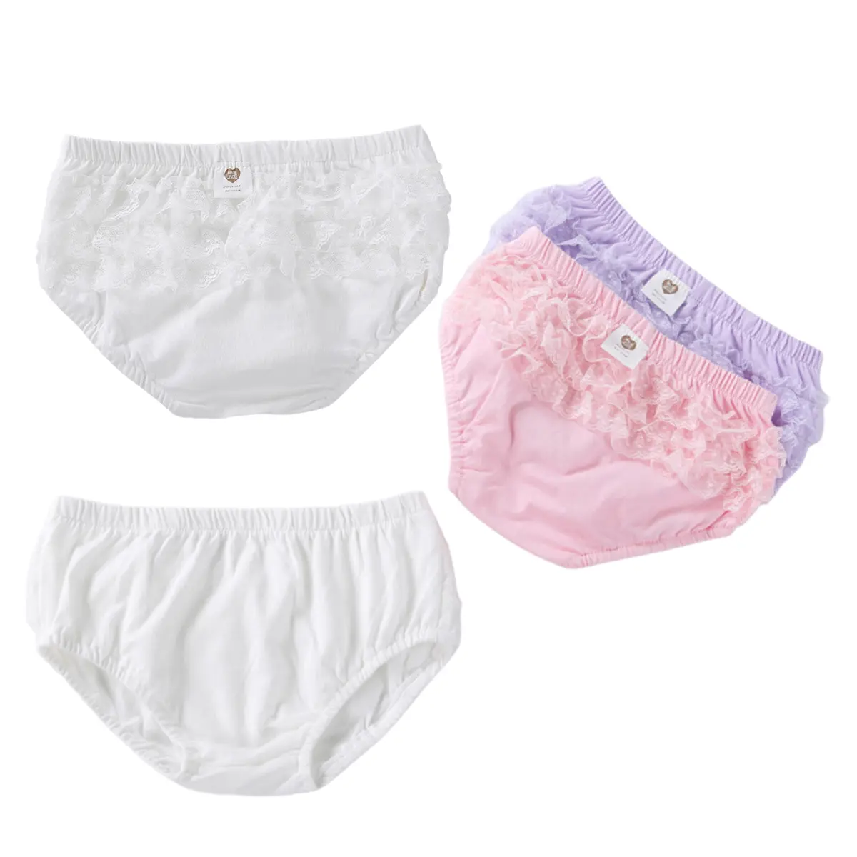 Seluar Pendek Bawah Bayi Perempuan Baru Lahir, Rekaan Comel, Diperbuat daripada Kapas Lembut, Seluar Dalam Pendek Bayi, Sesuai untuk Bayi dan Kanak-kanak Kecil, Tepi Renda, Seluar Dalam Kapas Lembut, Seluar Kanak-kanak Baby