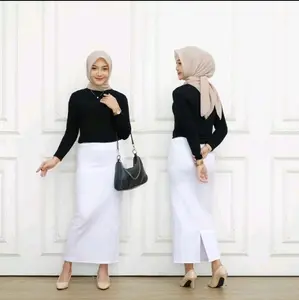 ROK SPAN WANITA PANJANG PREMIUM // ROK KANTOR SCUBA SPAN WANITA Hitam Kerja Karet Muslim Wanita Tebal Basic Bawahan Cewek Dewasa Formal Casual Putih