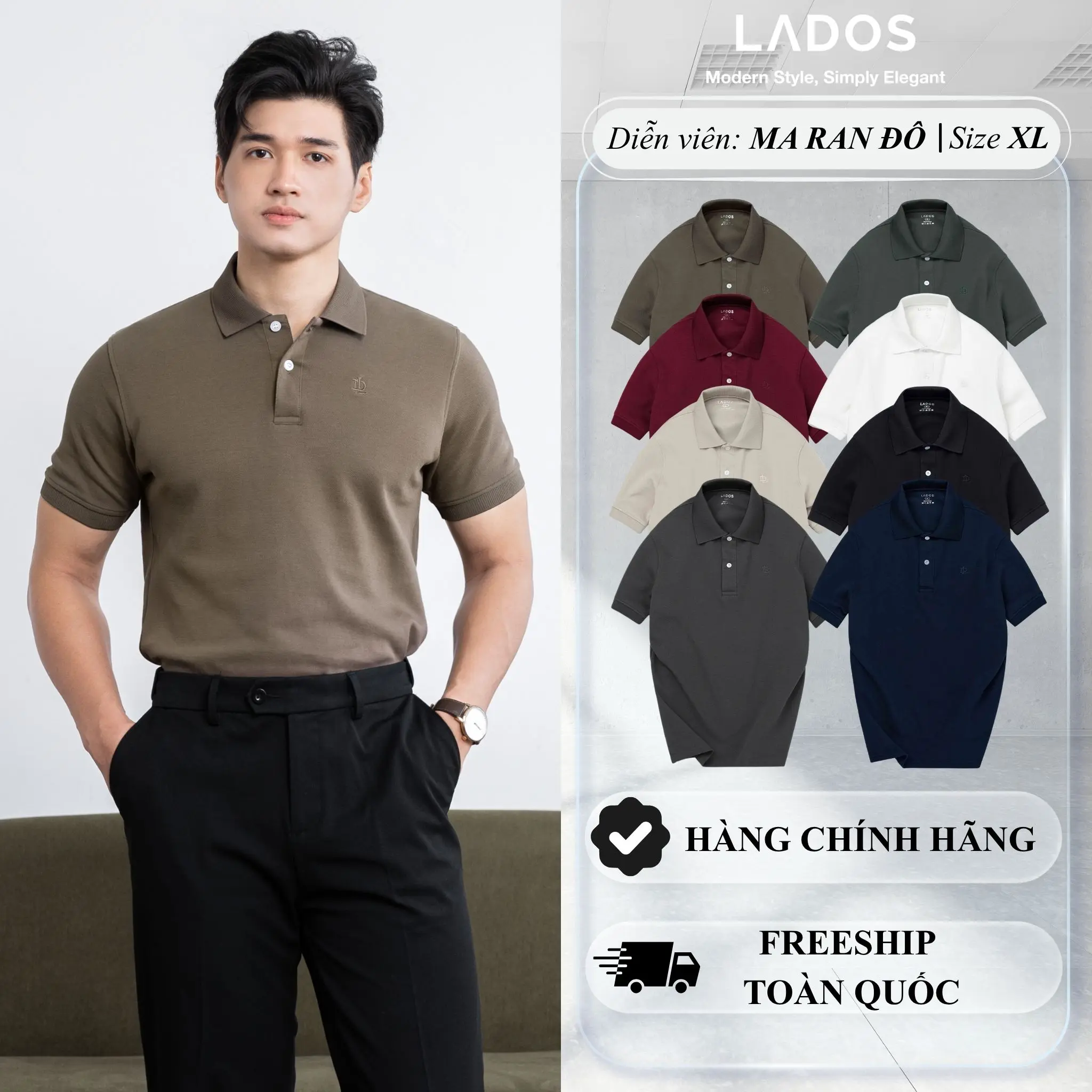 Áo Thun Polo Nam Ngắn Tay Dòng Cao Cấp LADOS-9156 Vải Cá Sấu Interlock Form Regular Fit Sang Trọng, Lịch Lãm