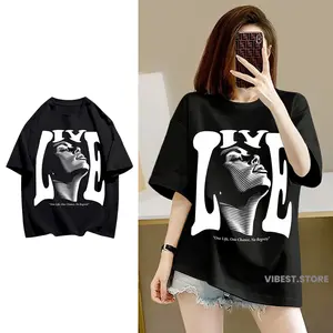 VIBEST Kaos Wanita Lengan Pendek Live Distro Skena | Atasan Wanita Jumbo - Live One Life