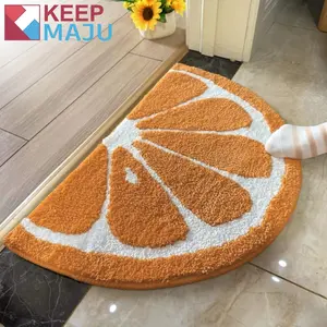 KEEP MAJU Keset Kamar Mandi Berbentuk Setengah Lingkaran Dengan Motif Lemon Menyerap Air dan Anti Selip