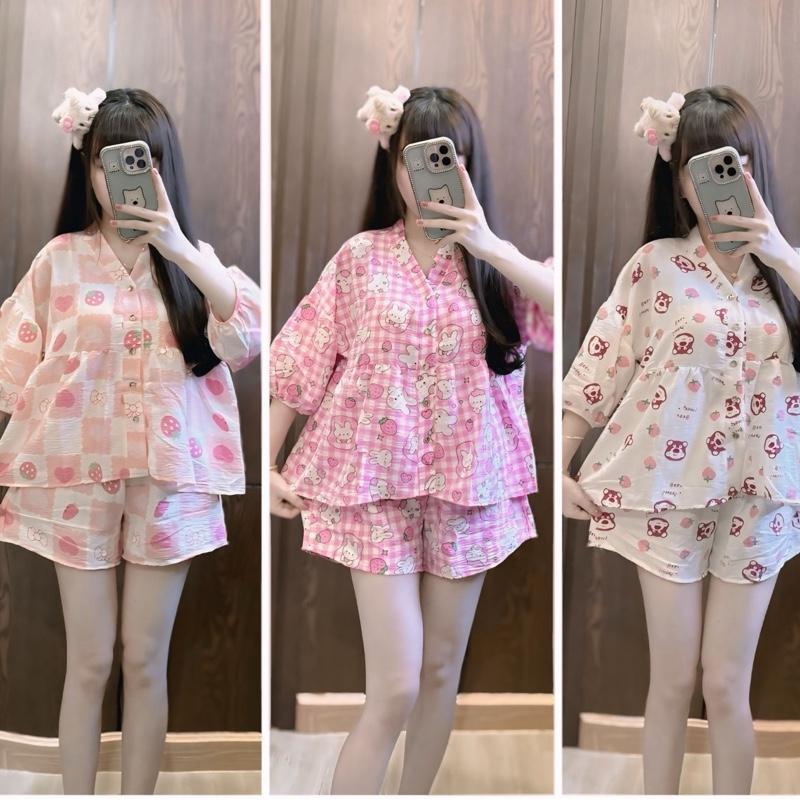    Trân Bé Bé  - Set Bộ Cổ Y Mặc Nhà Chất Vải Đũi Bông Mây Mềm Mát. Bộ Mặc Thường Ngày. 