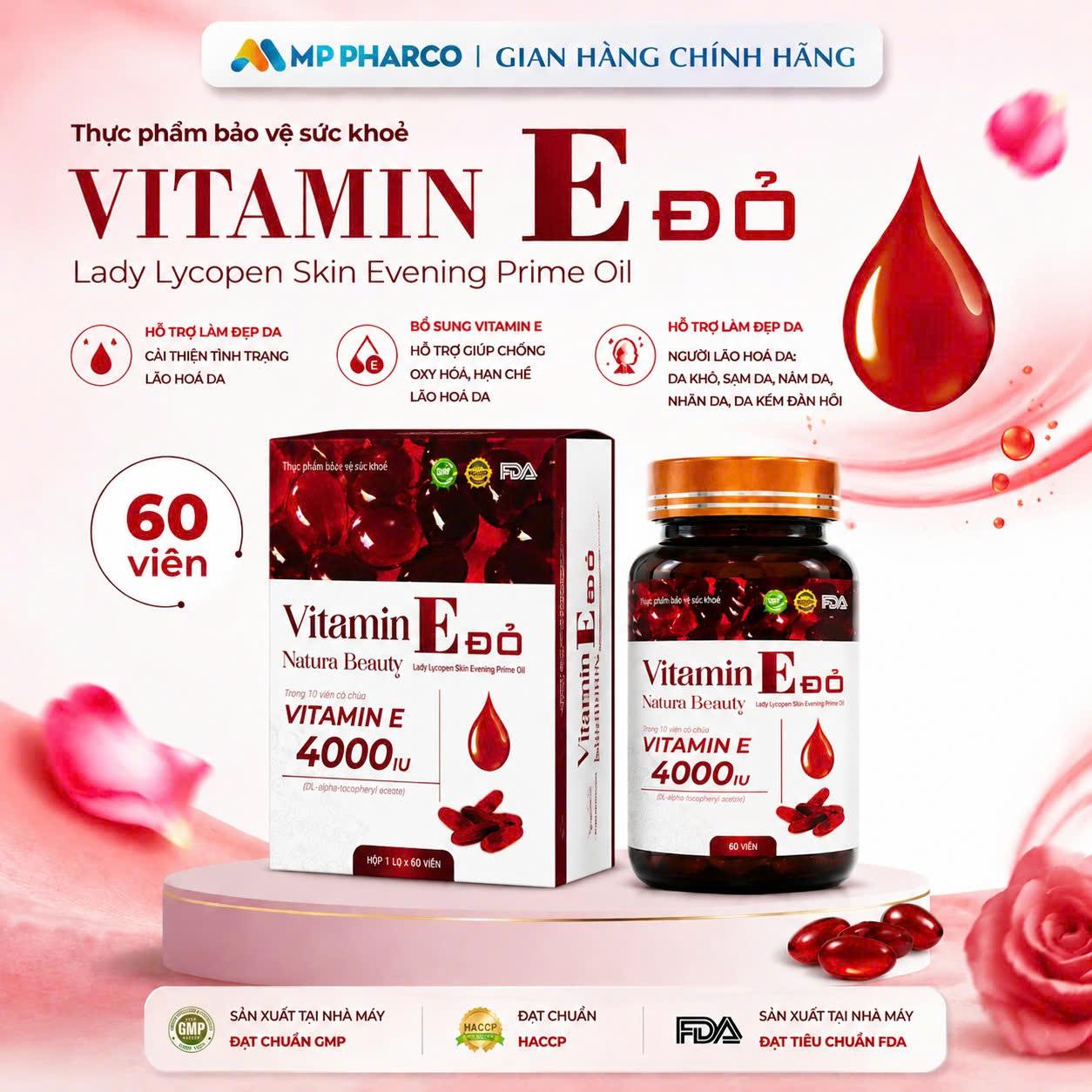 Bộ đôi Viên uống hỗ trợ làm đẹp da (TPBVSK Vitamin C Pluzz 60 viên và TPBVSK Vitamin E Đỏ 60 viên) giúp da trông tươi sáng hơn(MP22d)