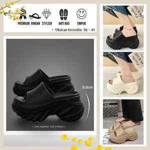 Sunlight - Sandal Wanita Platform Wedges EVA Anti Slip Tinggi 8cm Desain Modis Empuk untuk Bahan Premium Ringan dan Tahan Air Gaya Korea Minimalis36-41，8933M