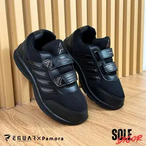 Sepatu Sekolah Anak Empuk Sole Injection Tanpa Lem Dicor Awet Hitam Putih Keren Fashion