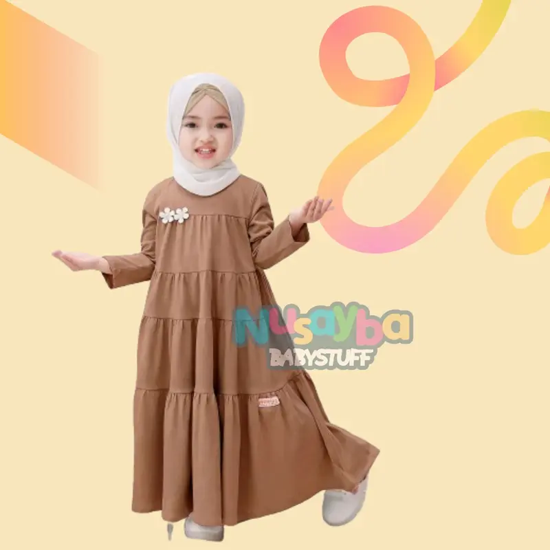 PROMO GAMIS LEBARAN ANAK / GAMIS TPA POLOS 1-8 TAHUN / baju muslim cewek Kaos Nyaman 5