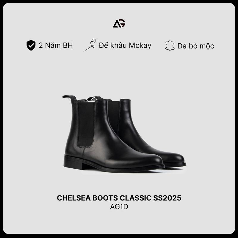 Giày Chelsea boots nam giày da cao cấp da bò nhập khẩu handmade August shoes AG1D chính hãng bảo hành 24 tháng