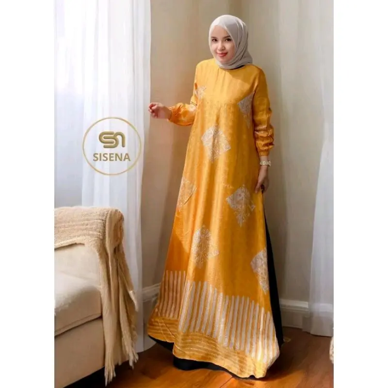 Gamis Batik Tenun Sutra Dobby - Pakaian Muslim Wanita Mewah baju lebaran ni 2