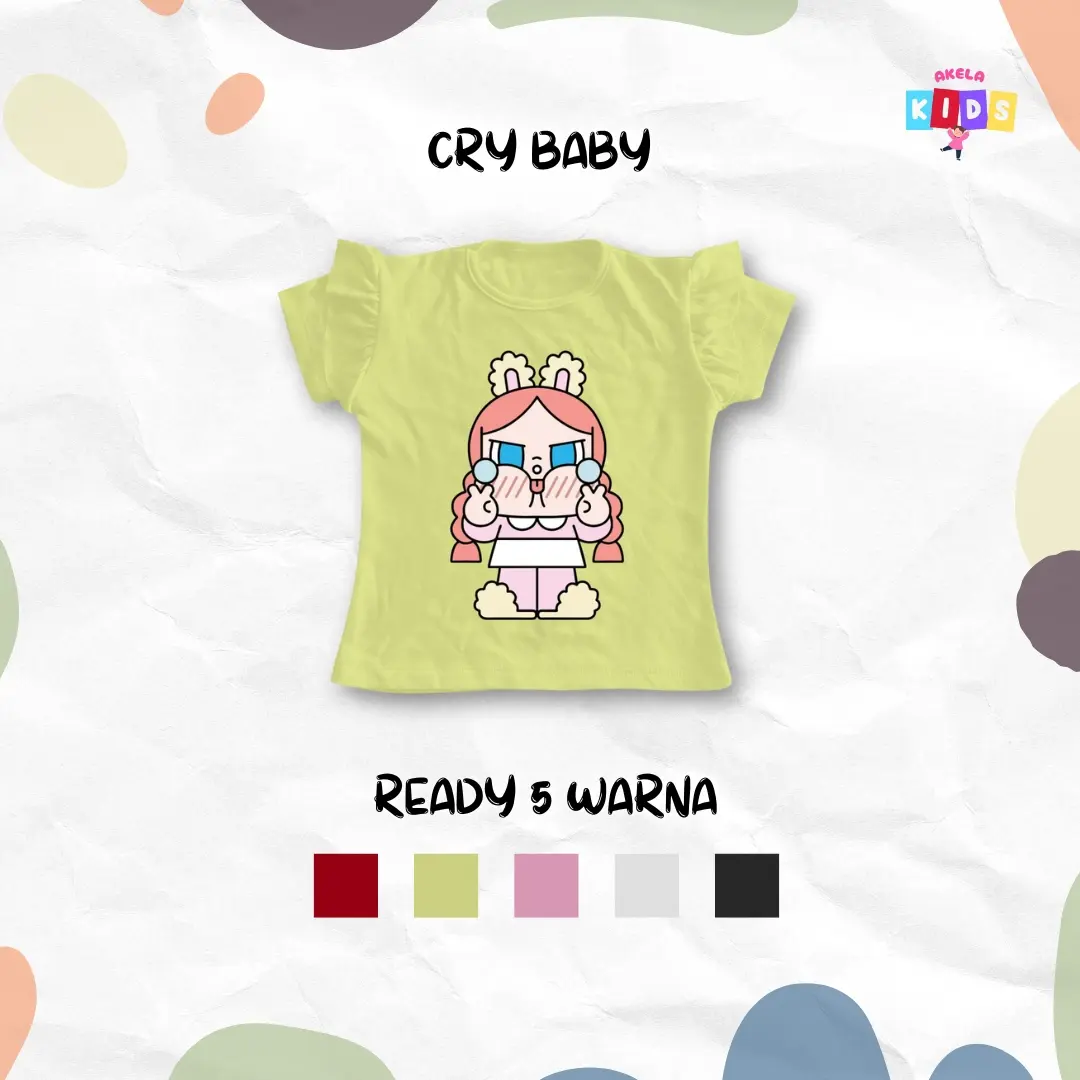 Atasan Anak Perempuan Kaos Lengan Rufle Baju, Model Akela Kids, Fashion 1th - 8th, Bahan Cotton Premium 30s Adem Nyaman