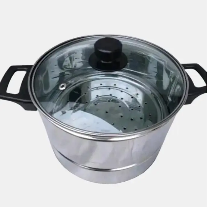 Dandang Nasi Mini Ukuran 16/24/26cm Stainless Anti Lengket dengan Tutup Kaca Transparan - Steel, Multifung si, Alat Multifungsi