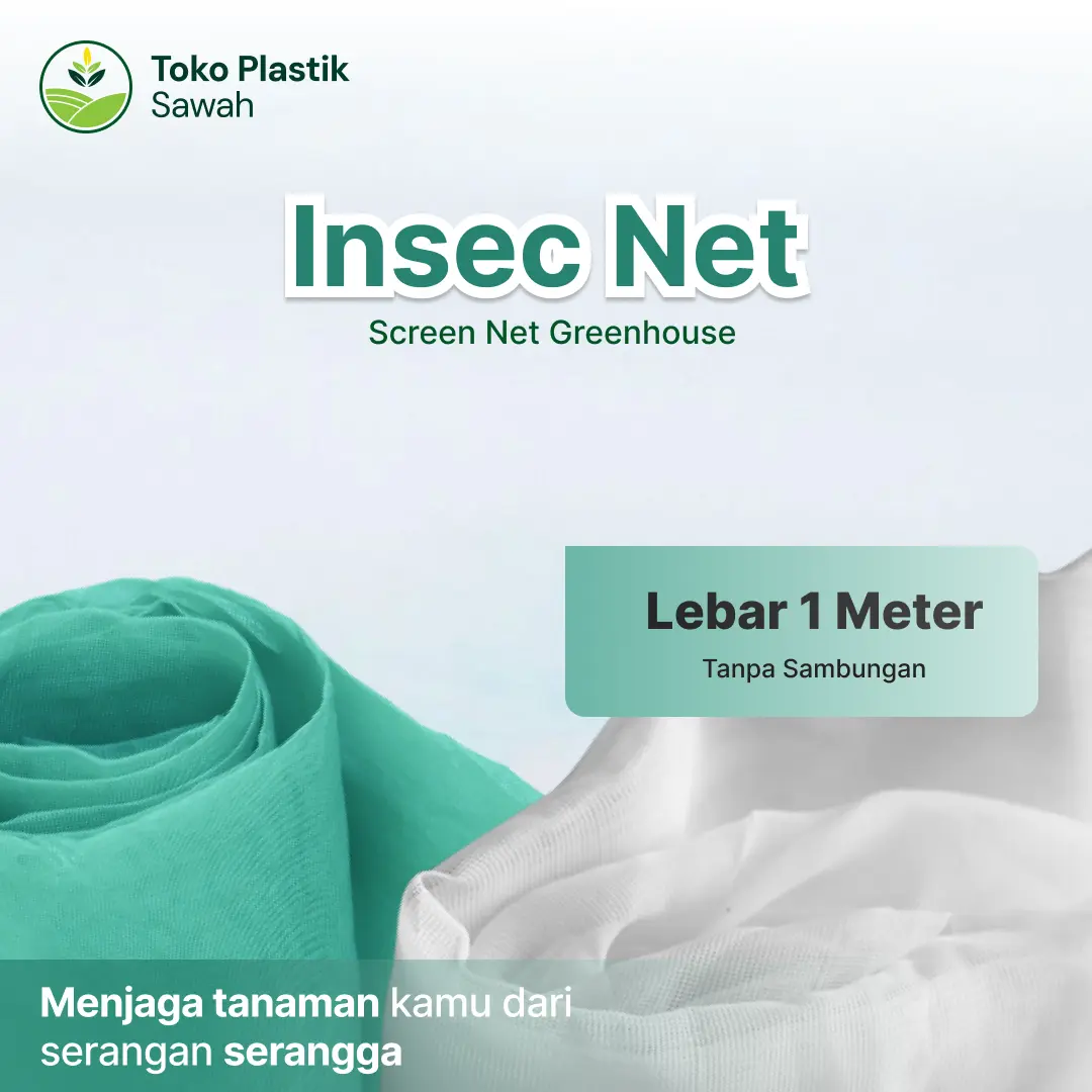 INSECT NET / KASA / ANTI SERANGGA GREENHOUSE Lebar 1 meter TANPA SAMBUNGAN - Hijau & Putih
