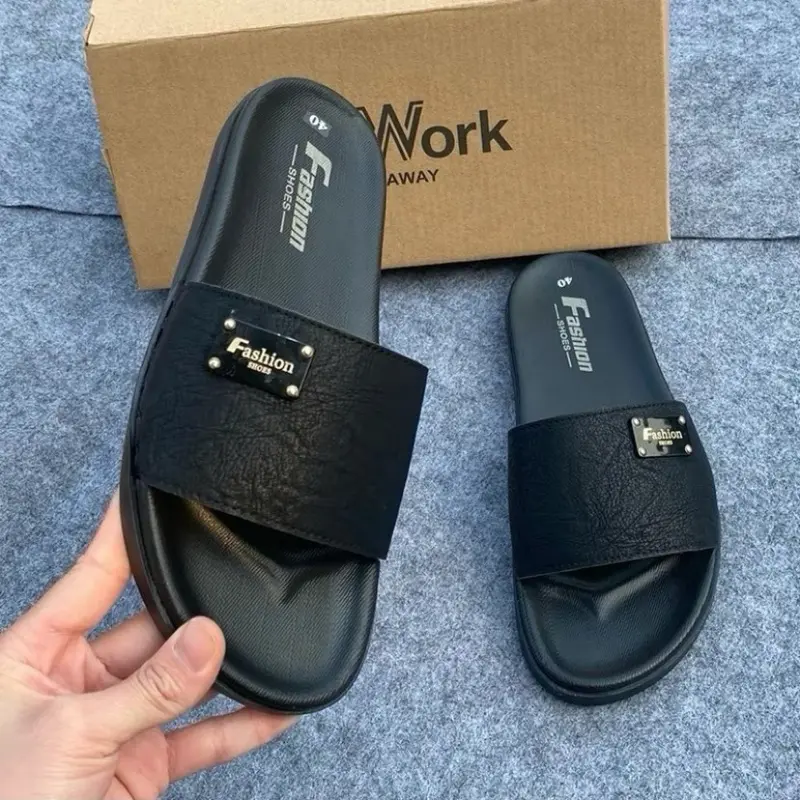 [ Bản Khâu Đế] Dép Nam quai ngang da sít - mác Fashion Shoes - dép lê cao su 2 lớp - phong cách đơn giản - Dép Nhung  Đế bằng