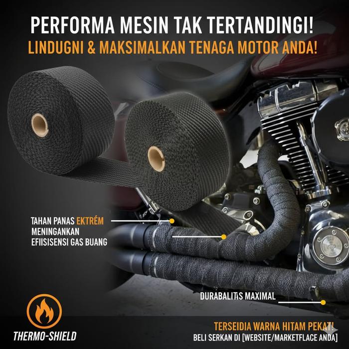 Gambar Lakban Peredam Panas Knalpot Motor / Exhaust Wrap 10 Meter Original dari Ibra84shop Kab. Tangerang Tokopedia