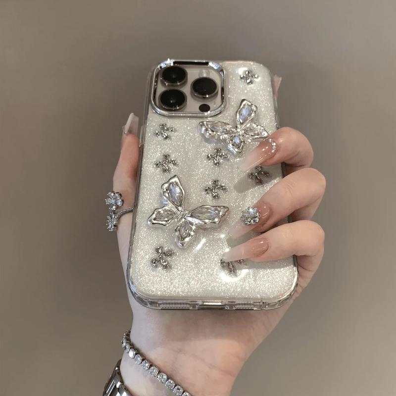 Casing Iphone Hardcase Silicone Premium Motif 3D Butterfly Ribbon Compatible for Iphone 11 12 13 14 15 PRO PROMAX 2