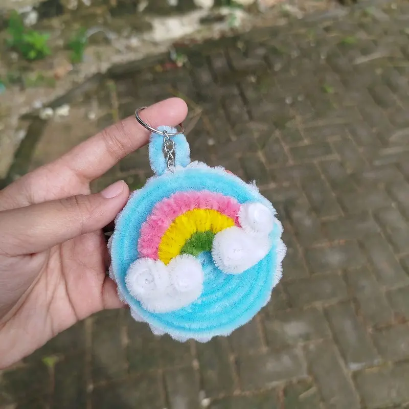 Cermin mini bunga kawat bulu, cermin lucu Gift Ganci keychain Kunci gantungan Aksesoris cermin makeup souvenir 4