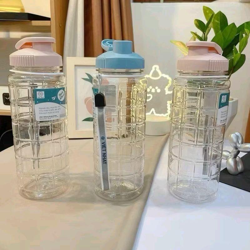 Bình nước học sinh CARO việt nhật 500ml,750ml,900ml,bình đựng nước nhựa có dây treo