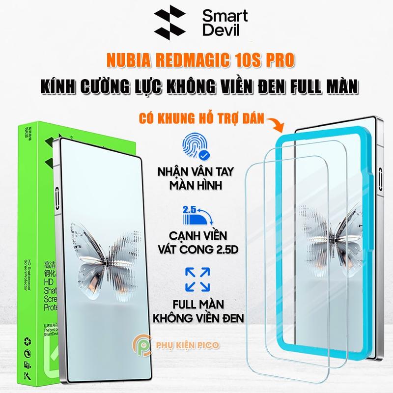  Kính cường lực Smart Devil dành cho điện thoại Nubia Red Magic 10S Pro trong suốt không viền full màn hình nhận vân tay - Phụ kiện 