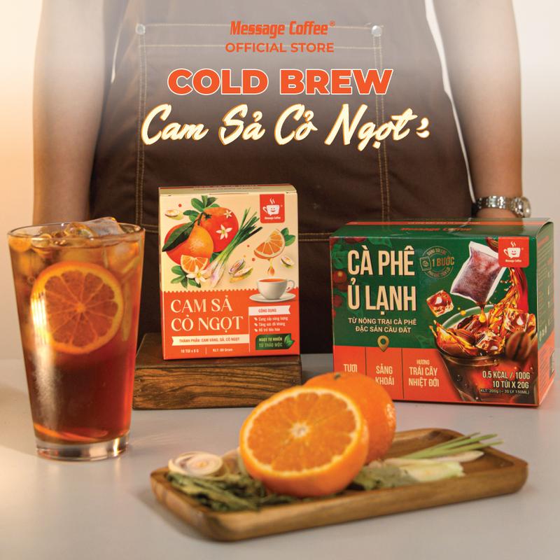 Cà phê Cold Brew túi lọc Arabica Cầu Đất – thêm vị mới Cam Sả Cỏ Ngọt & Chanh Dây Kim Quất – Cafe tiện lợi một bước pha chế từ Message Coffee 6