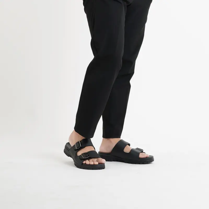 LODA - LD-01 Black Sandal Slide Kulit Pria Best Seller 4