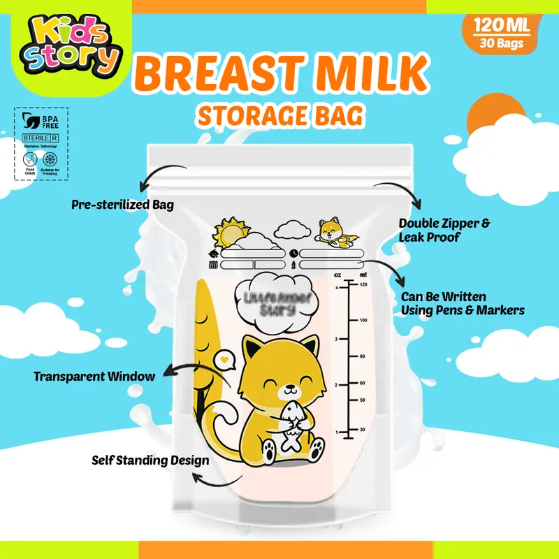 KANTONG ASI SUSU BAYI 120ml BABY BREAST MILK Storage Bag ASIP 30pcs Plastik ASI Anak Kantong ASIP Air Susu Ibu Kantong Plastik Susu Polos Tas Perlengkapan ASI Ibu Bayi 2