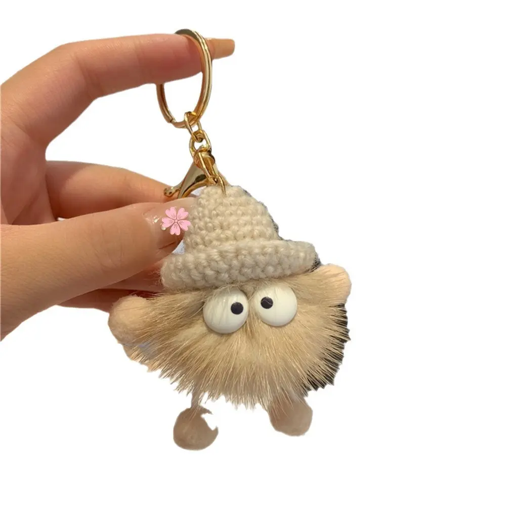 Mink Fur Bag Charm Cute Elf Plush Doll Accessory for Bags