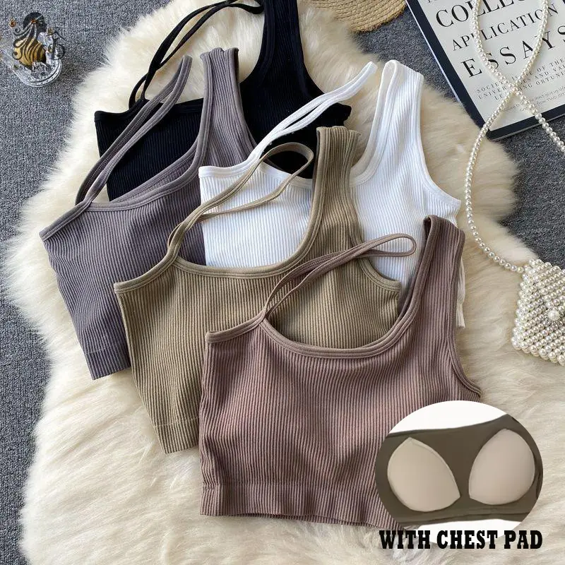 [1705]-CQ Chic - Ins Design Camisole Women's Inner Bottoming Shirt Fashionable Versatile Short Top Women's Summer Wear