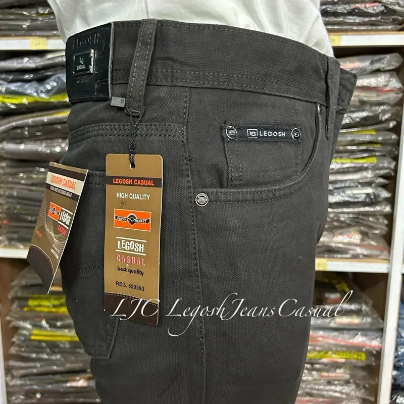 Celana Kanvas Pria Legosh Jeans Casual Original Pola Standard Regular Model Kantong Belakang Tempel Panjang Cowok Distro Hitam Formal Tebal Canvas Dewasa
