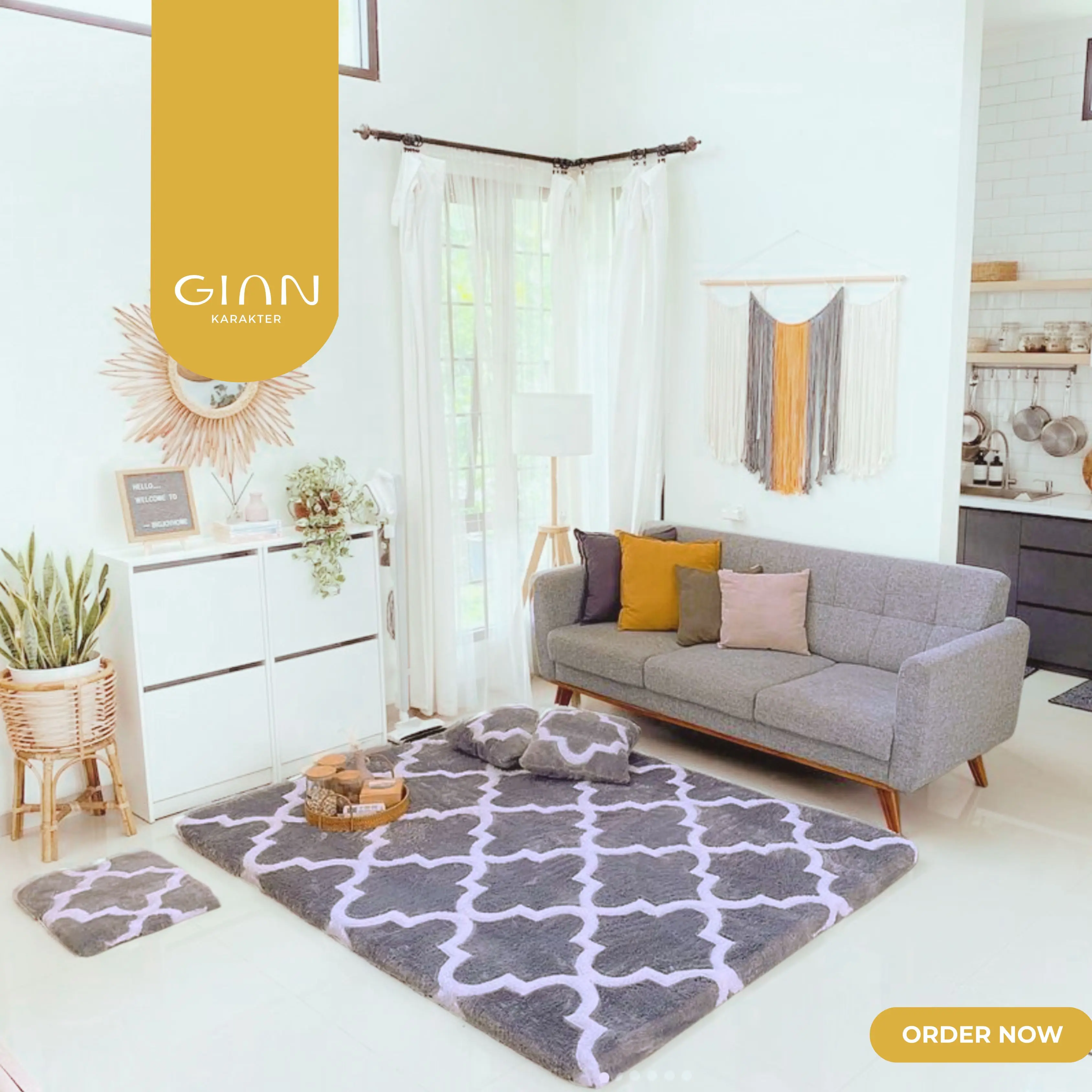 Gian karakter - Karpet Bulu tebal / Kasur lantai Bulu / Busa Motif Maroco premium Anti Slip Size 200x150cm