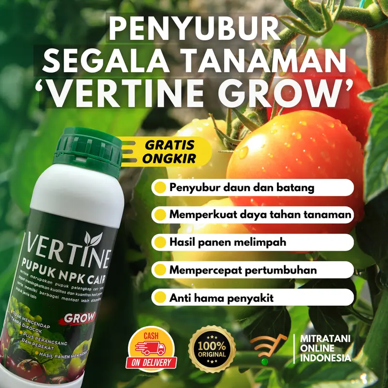 VERTINE GROW 500 ml- Pupuk NPK Cair Menyuburkan Akar, Batang dan Daun, Melebatkan Fase Pertumbuhan Tanaman Besi 1
