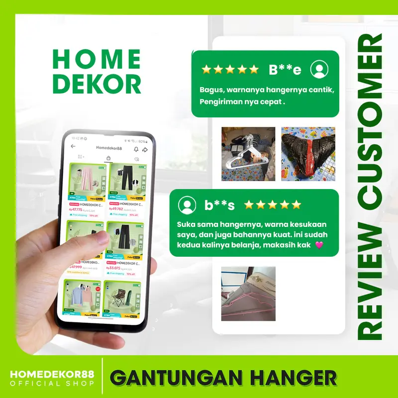 HOMEDEKOR - Hanger Baju Stenlis 1 PAKET ISI 10PCS Hanger Anti Karat Ukuran Besar / Kecil 7